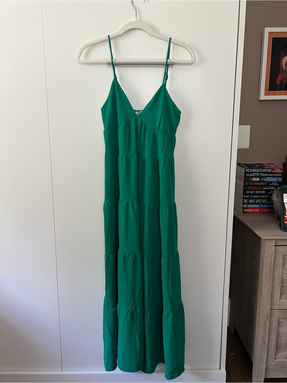 T.J.Maxx Emerald Green Spaghetti-Strap Tiered Maxi Dress
